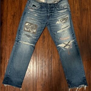 Hudson Jeans Relaxed Fit Distressed Blue Denim